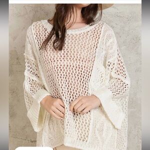NEW POL Knit Sweater In White Oversized Small